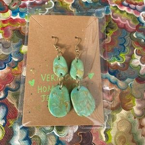 Green and Gold handmade earrings
